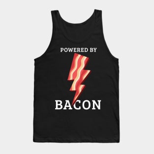 Powered by Bacon T Shirt Funny Food Love Apparel Sarcastic Saying Gift Tank Top